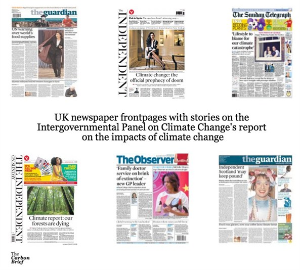 IPCC WG2 UK frontpages