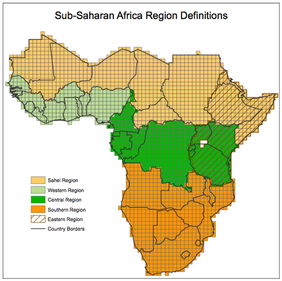 Regional definitions for sub-Saharan Africa