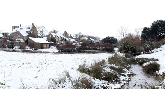 Village covered in snow