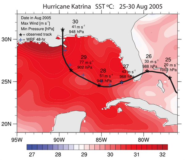 Hurricane Katrina sea surface temperatures