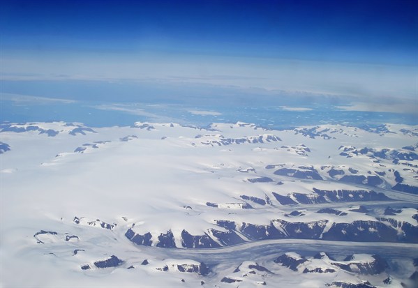 Aerial shot of eastern Greenland