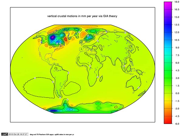 Glacial rebound map