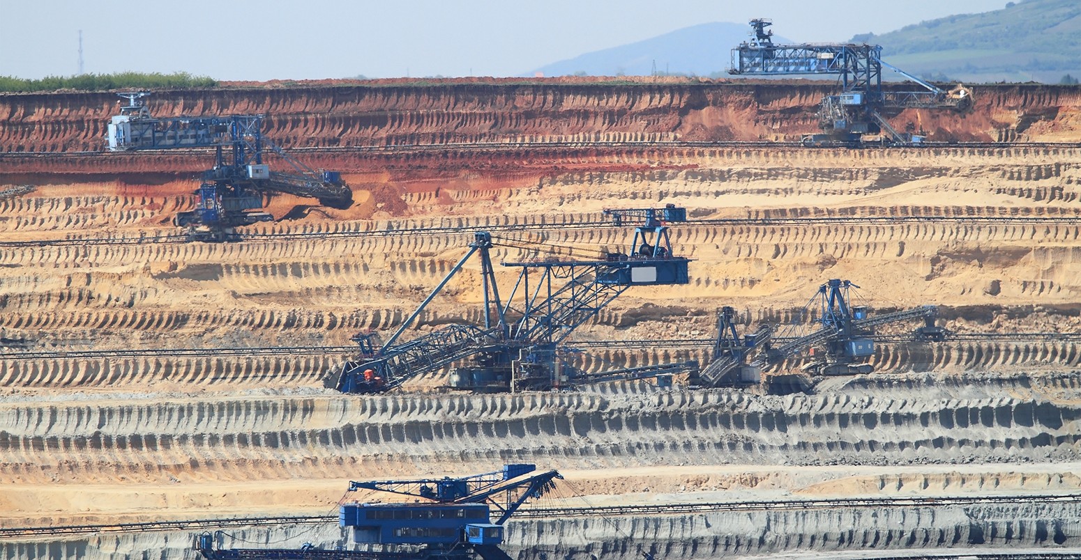 Coal mining in an open pit