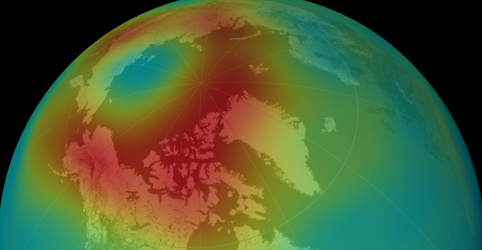 Arctic Carbon Dioxide, levels on March 23, 2010. Taken from AIRS.