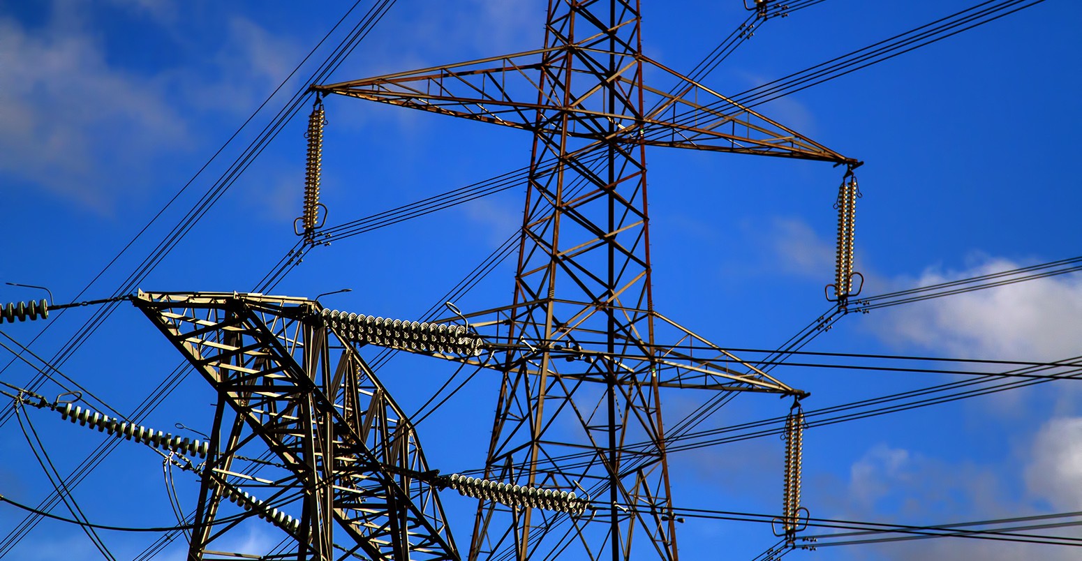 Close detailed shot of pylons in the UK