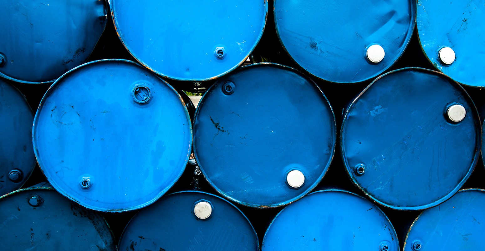 Oil barrels or chemical drums stacked up