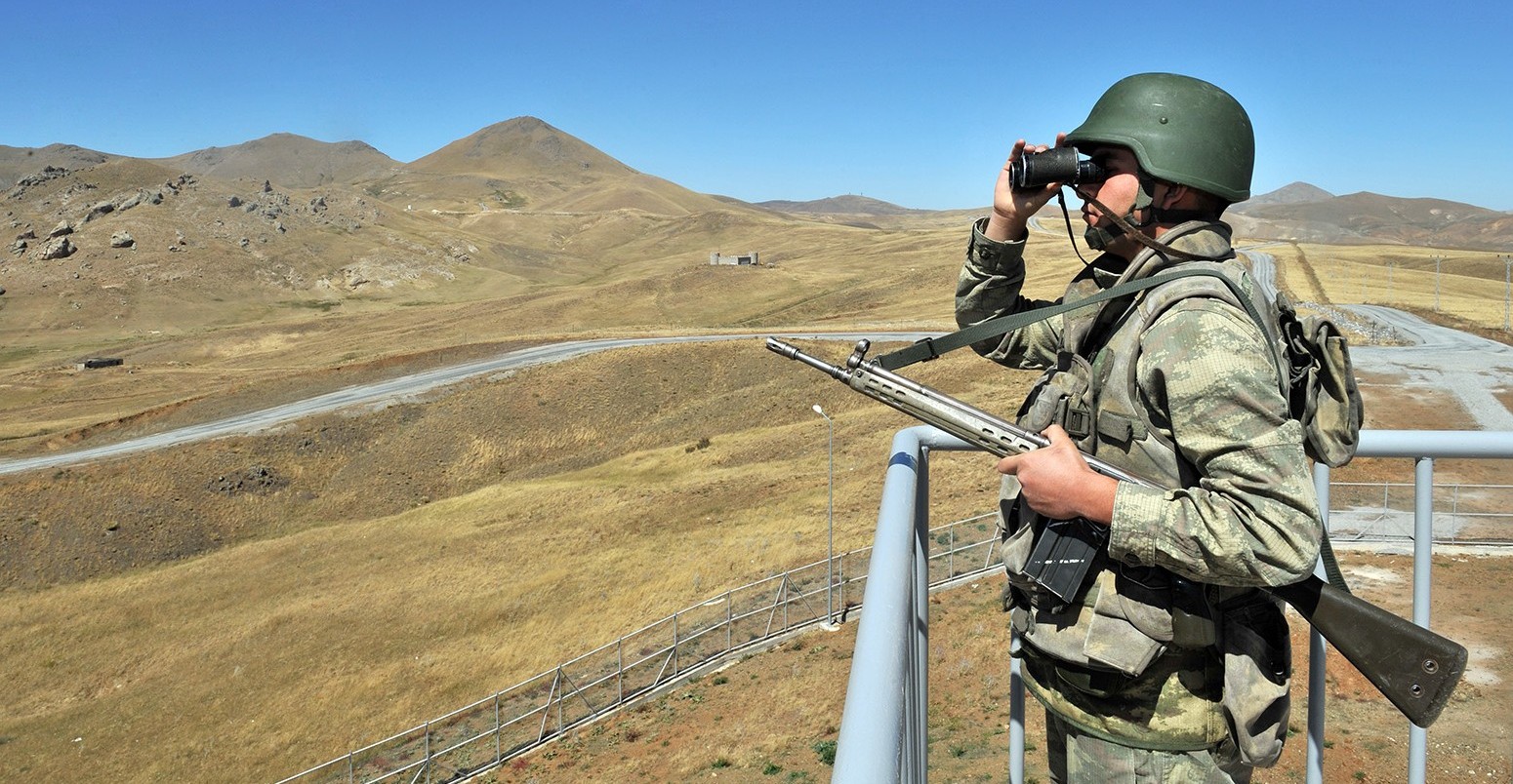 Unidentified Turkish soldier guard along the Turkish/Iran border