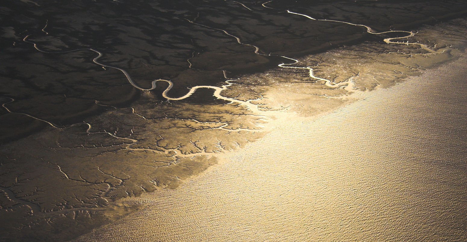 Aerial view of tundra near Arctic Ocean