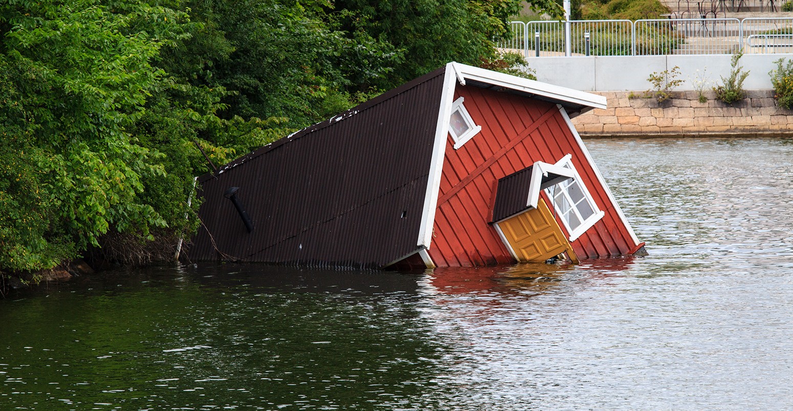 A sunken house in a river of Malmo, Sweden