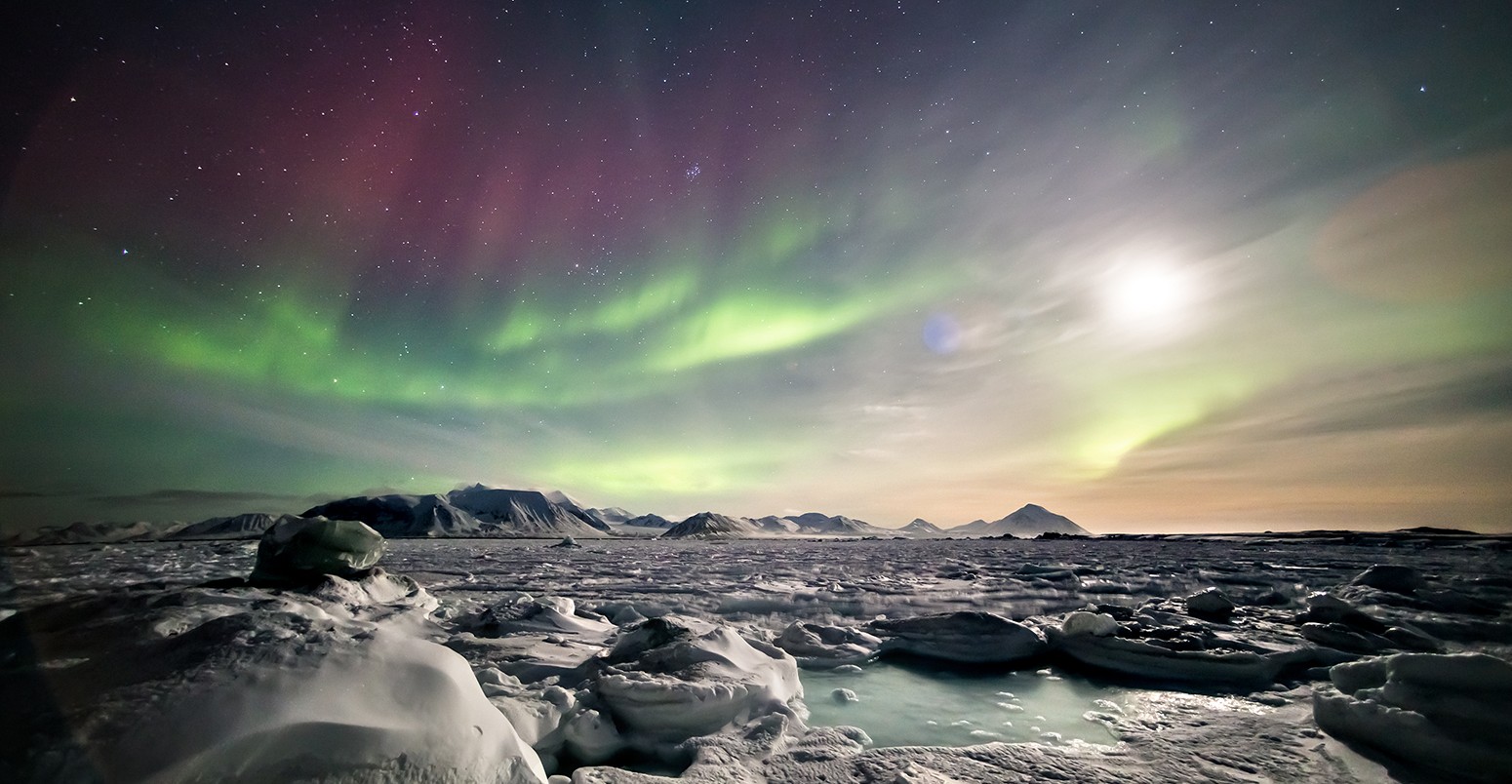 Arctic landscape with Northern Lights