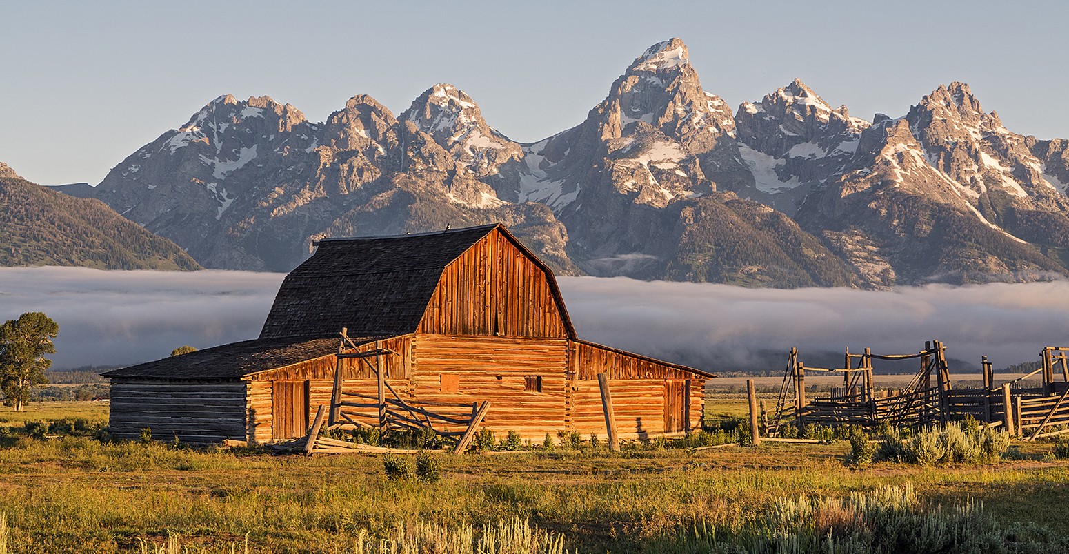 Sunrise at Moulton Barn in the Grand Teton National Park, Wyoming