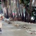 A man runs from the seafront as Super Typhoon Haiyan / Yolanda slams into the east coast sending palm trees, metal and rocks through the air