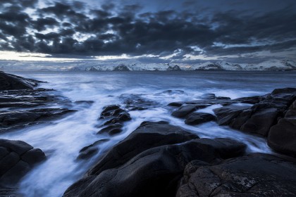 Surf on rocky coast, Norway
