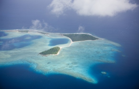 Aerial view of the Marshall Islands, Ailinglaplap Atoll