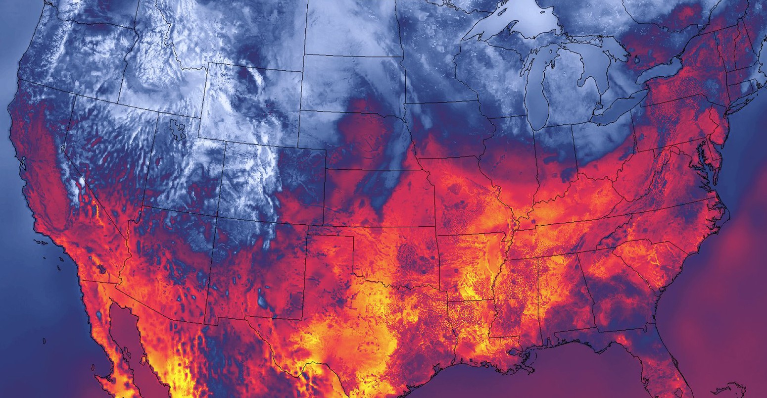 NOAA's latest weather model showing the surface temperature of the US in 2014