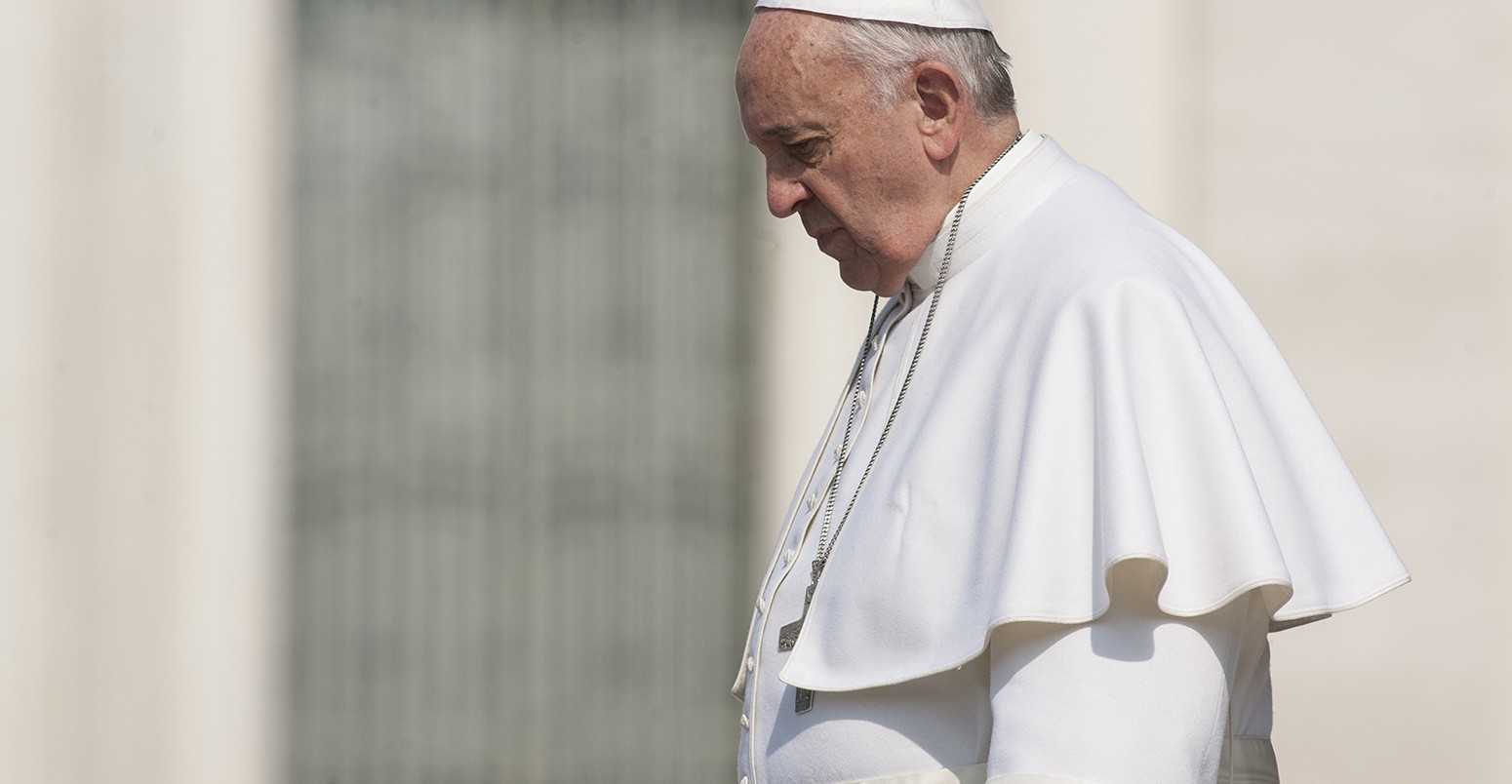 Pope Francis greets the pilgrims during his weekly general audience in St Peter's square at the Vatican on March 11, 2015.