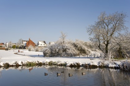 A snow-covered village in the UK