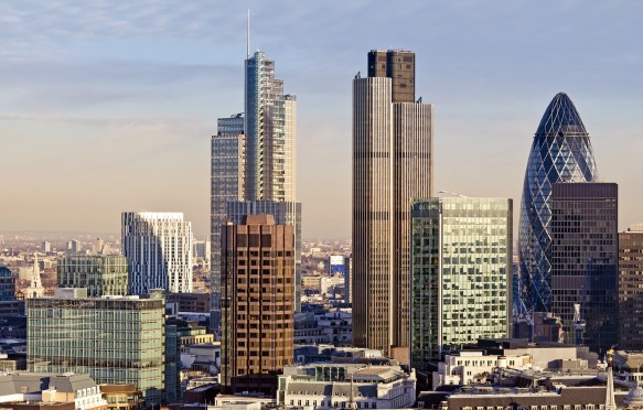 One of London's financial districts including the Gherkin.