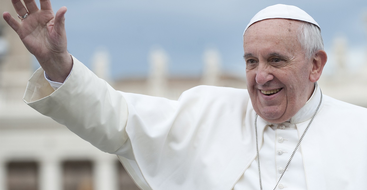 Pope Francis on the popemobile greets crowds in St. Peter's Square