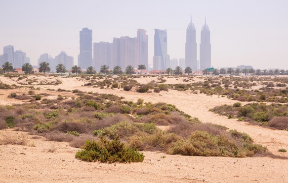 Sandy scenery od Dubai at the Jumeirah Beach, UAE.