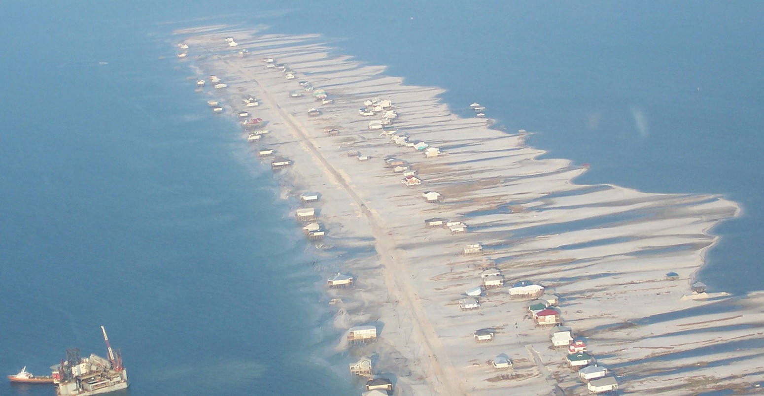 Dauphin Island damaged by Hurricane Katrina.