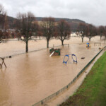 Flooding by the River Tweed in Peebles on the 30th of December. Credit: Robert McSweeney.