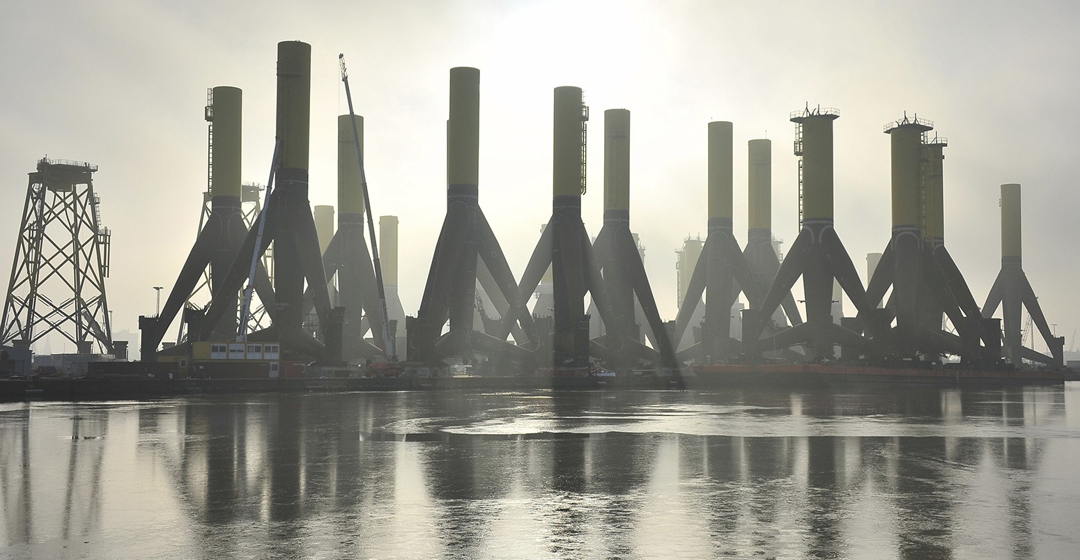 Components for offshore wind turbines, Container Terminal Bremerhaven, Bremerhaven, Bremen, Germany, Europe