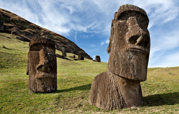 Moai statues, rano raraku, easter island, polynesia