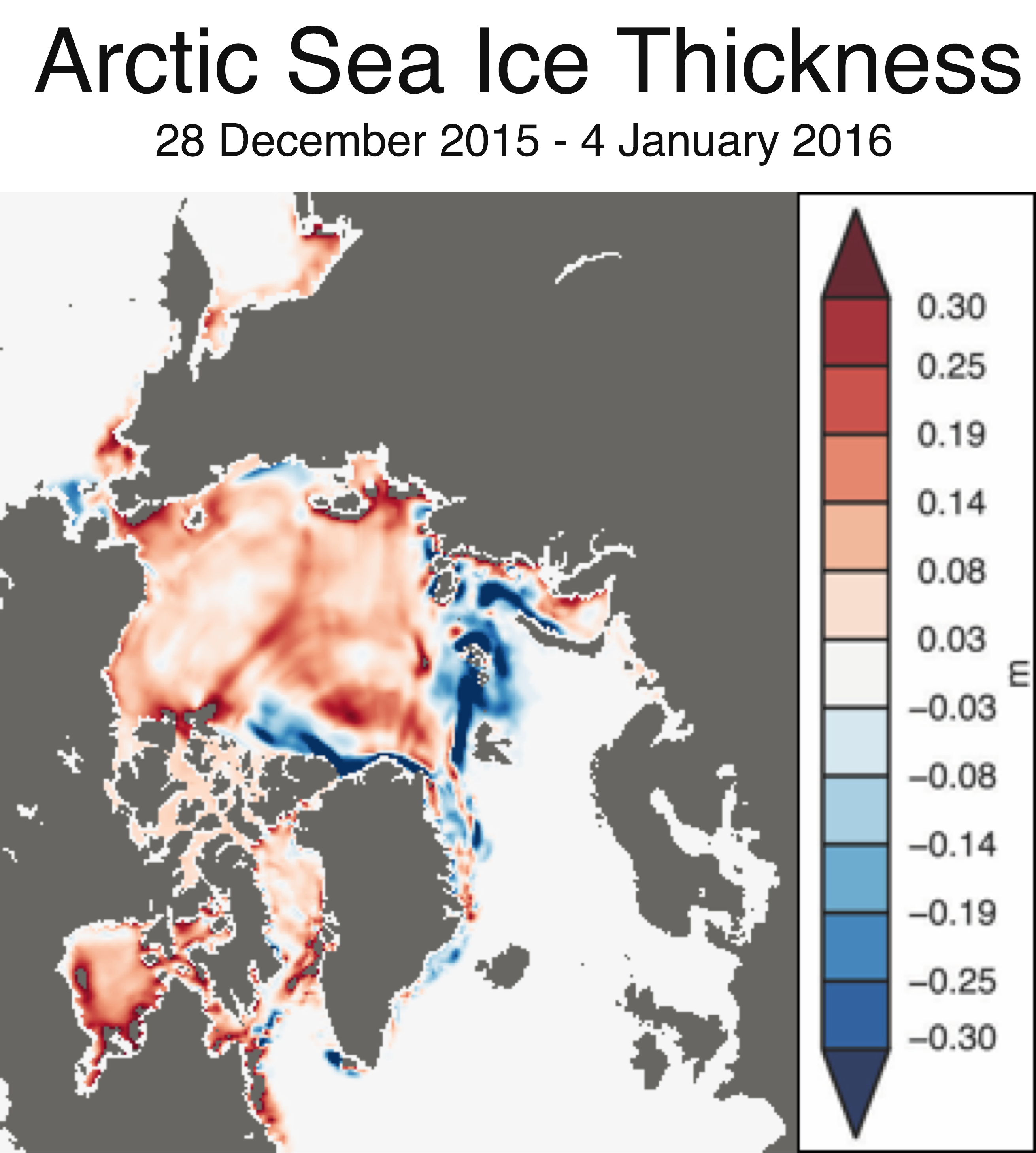 Change in Arctic sea ice thickness