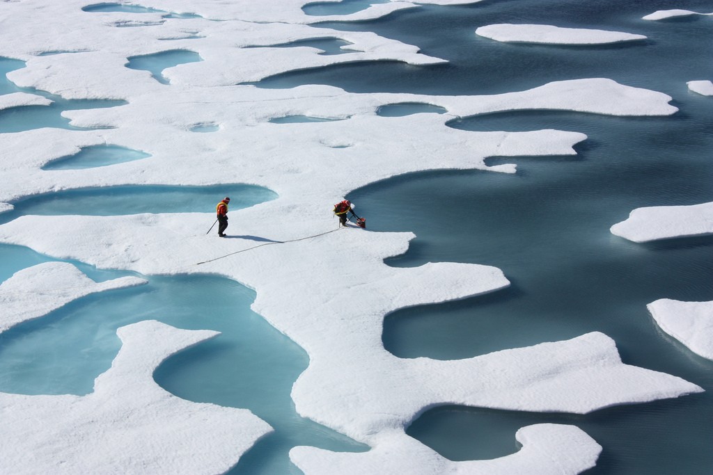 US coast guard crew retrieve canister from Arctic sea ice