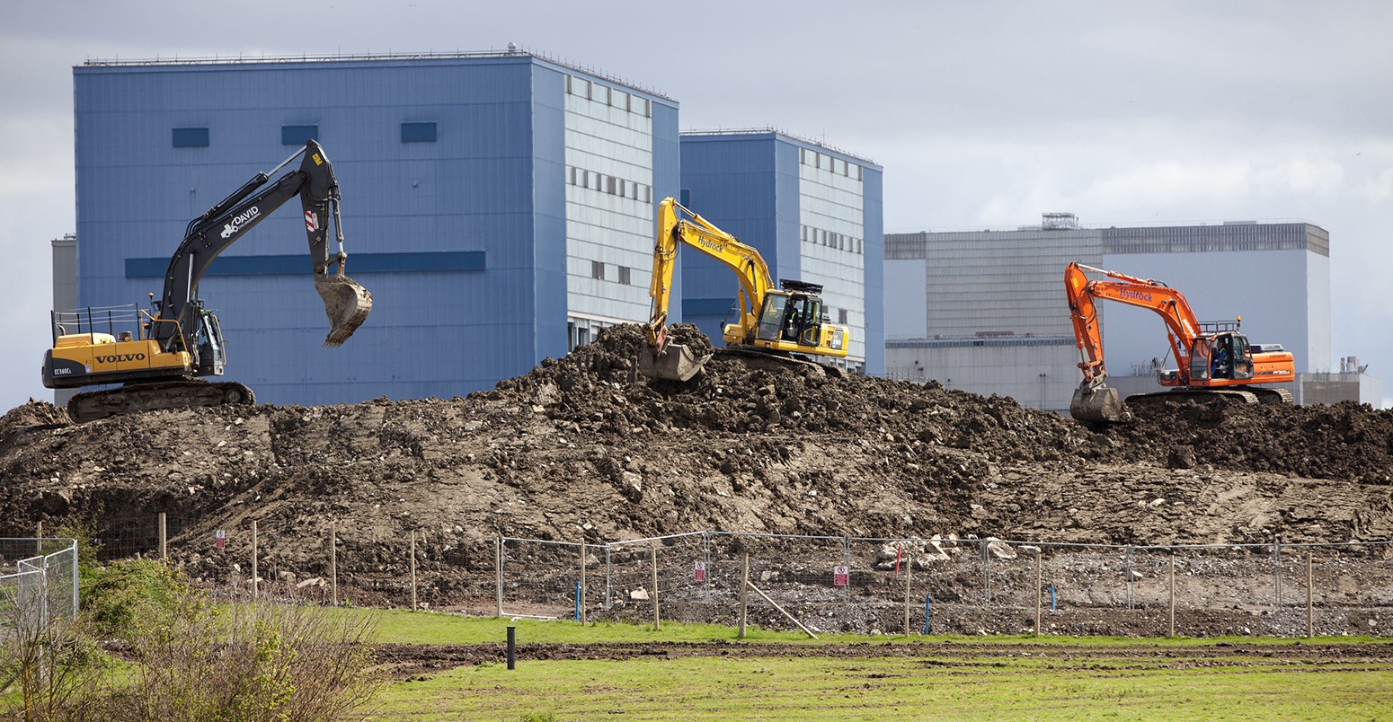 Pre-construction work at HPC site, HPB in background - May '12