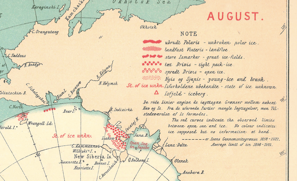 Close-up view of the legend for the above sea ice chart