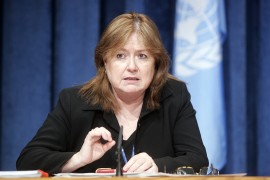 Susana Malcorra, candidate for the position of UN Secretary-General from Argentina. Here, as Under-Secretary-General for Field Support, she briefs journalists at her regular quarterly press conference with Alain Le Roy (not pictured), Under-Secretary-General for Peacekeeping Operations. Credit: UN Photo/Devra Berkowitz.