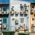 Air conditioners on the wall on the back street