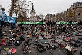 Thousands of people gathered at a peaceful protest for the climate on Boulevard Voltaire in Paris, France, 29 November, 2015.
© Emma Cassidy/Survival Media Agency.