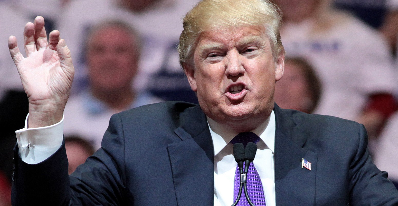 US president Donald Trump speaking at a campaign rally