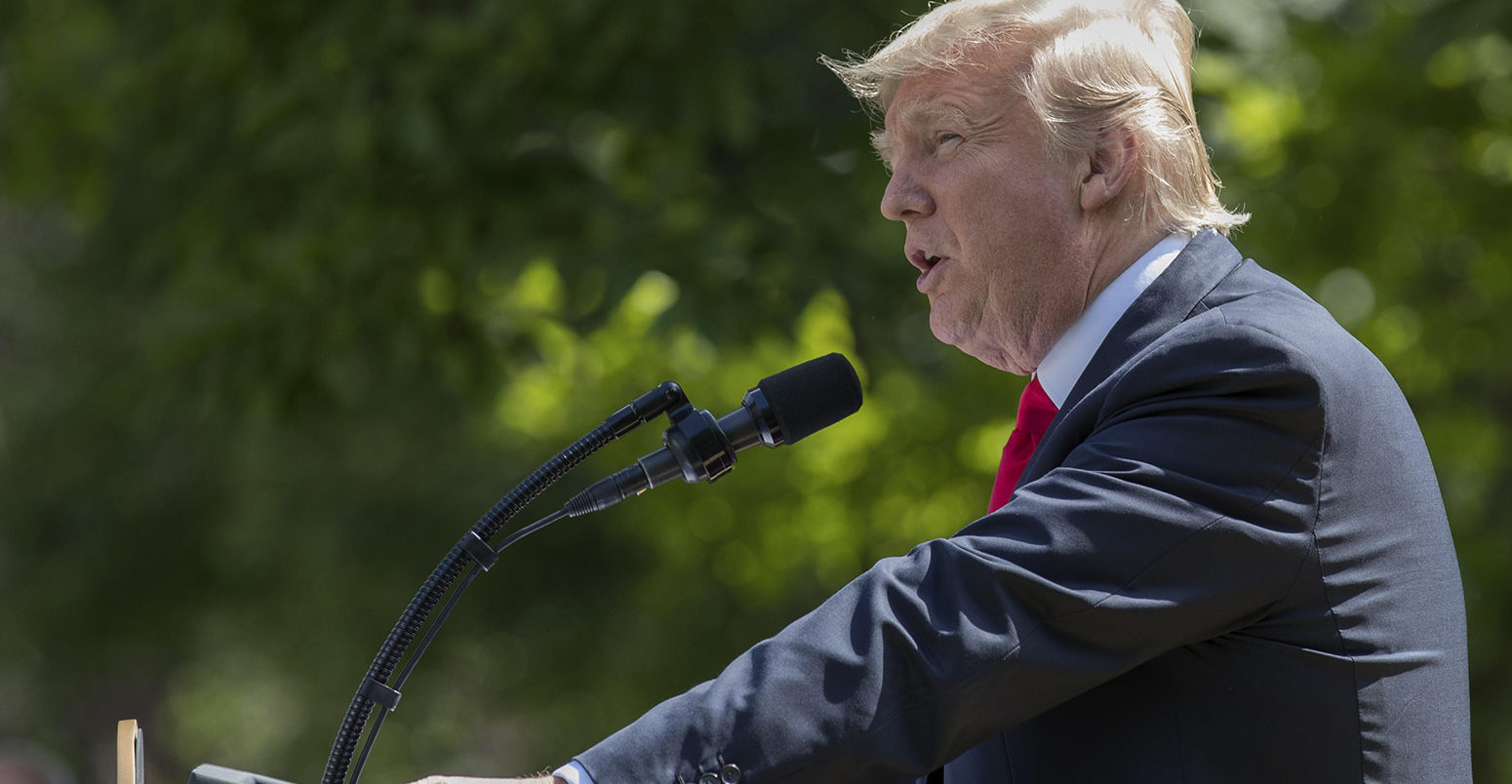 US President Donald J. Trump announces that the US is withdrawing from the Paris climate accord during a Rose Garden event at the White House in Washington, DC, USA, 01 June 2017