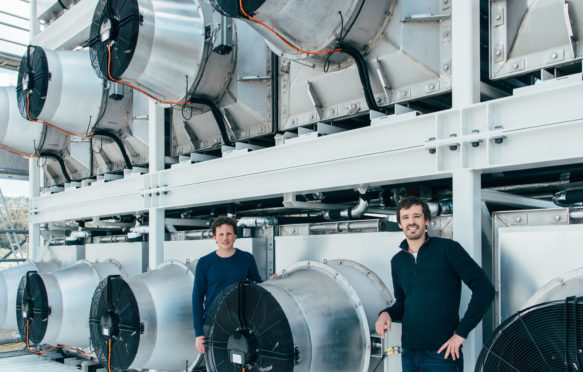Climeworks direct air capture plant founders Christoph Gebald and Jan Wurzbacher onsite