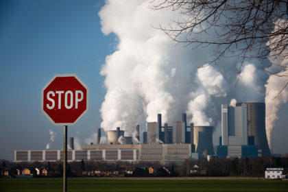 Outdated Coal Plant NiederauBem With Stop Sign