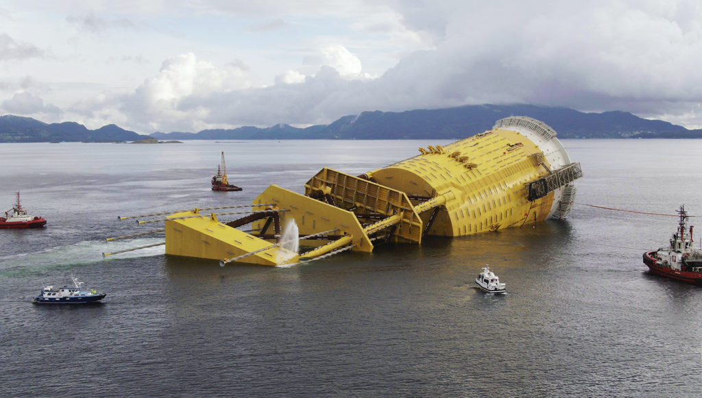 Aasta Hansteen substructure - part of the Hywind windfarm - upending