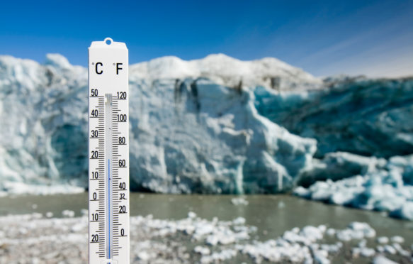 A thermometer taking the air temperature by the Russell Glacier near Kangerlussuaq Greenland