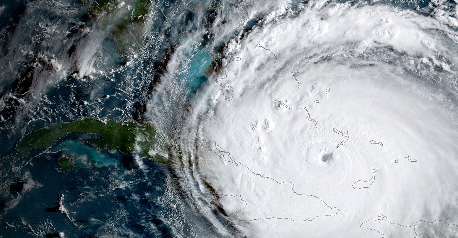 GOES-16 satellite image released by NOAA taken on September 8, 2017 shows Hurricane Irma passing the eastern end of Cuba at about on September 8, 2017.