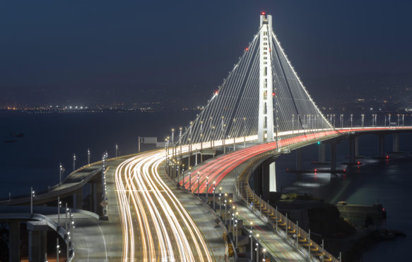 JDWJ4N San Francisco-Oakland Bay Bridge Eastern Span at Night.