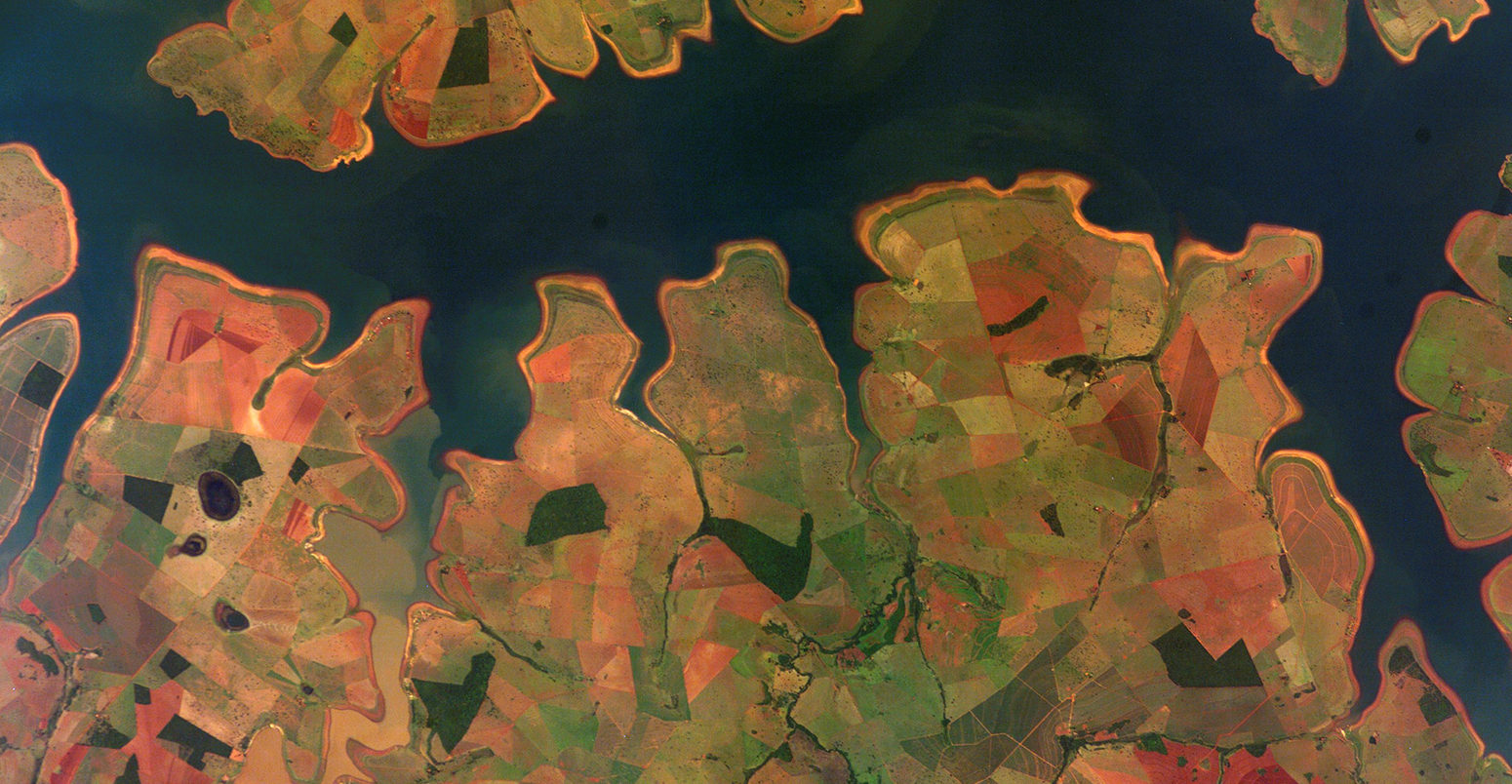 Sao Simao reservoir, photographed from the International Space Station on 11 June 2014