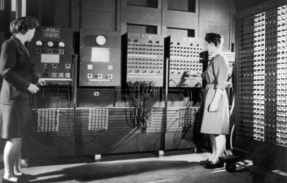 Two women operating ENIAC, unknown date. Credit: Historic Computer Libraries / Wikimedia Commons