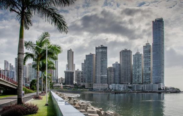 FA1THG Panama City Skyline from Cinta Costera Park, Panama City, Central America