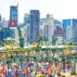 PSA International Brani Container Terminal with the CBD skyline, Brani Island, Singapore. Credit: Jason Knott / Alamy Stock Photo. FGRPBF