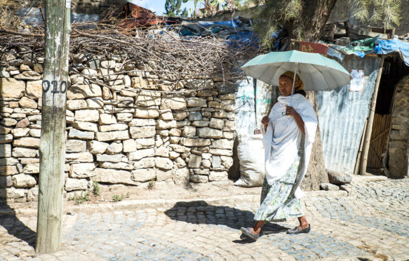 Protecting from the sun, Mekelle, Ethiopia. Credit: Ivoha / Alamy Stock Photo. EE4NFR