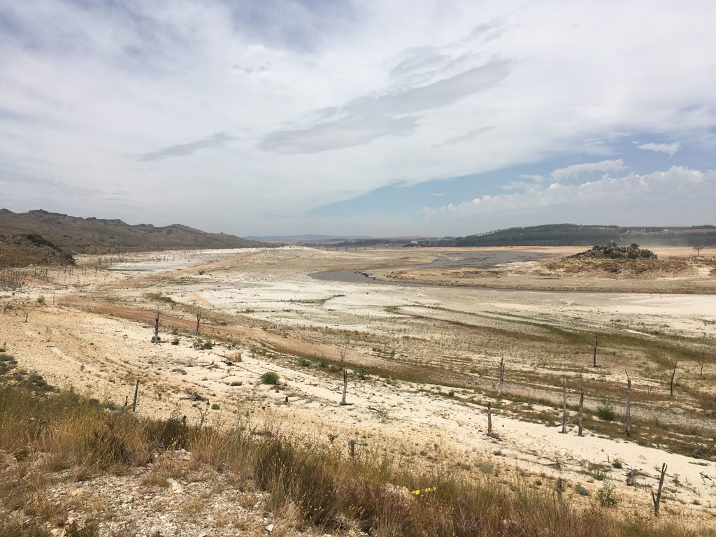 Theewaterskloof Dam, the biggest reservoir for Cape Town, in February 2018