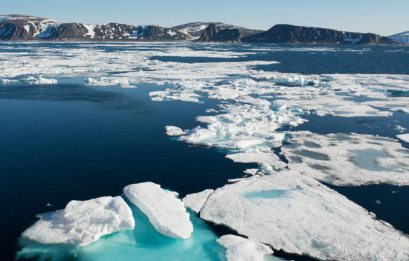 F123E4 Norway, Barents Sea, Svalbard, Sjuoyane, Seven Islands. Northeast-Svalbard Nature Reserve. (80°49'06 N 21°31'36 E) Flow ice.